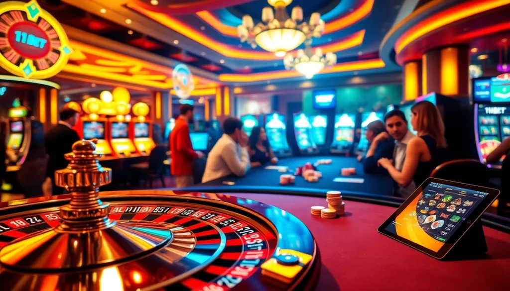 Players engaging in thrilling casino games at 11BET's luxurious environment.